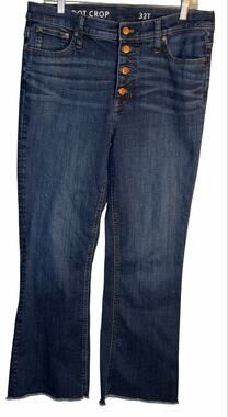 J.Crew Demi Boot Crop Jeans Women’s 32 Tall Dark Wash Button Fly Stretch